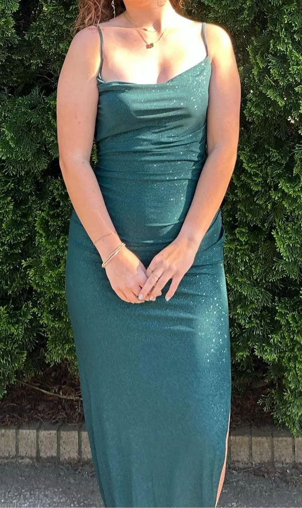 Kelly Cowl Neck Strappy Mermaid Glitter Formal Dress - Image 2