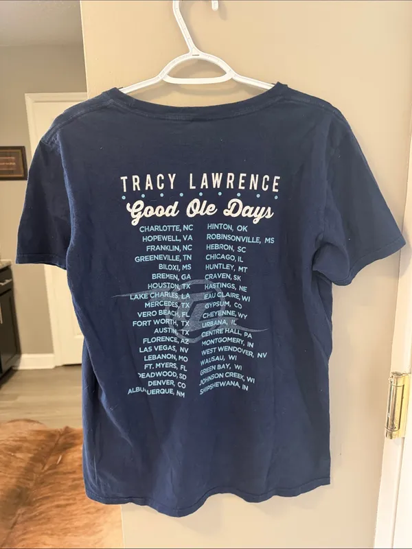 Vintage Tracy Lawrence Good Ole Days Tour Concert T-Shirt Navy Blue Size Medium - Image 5