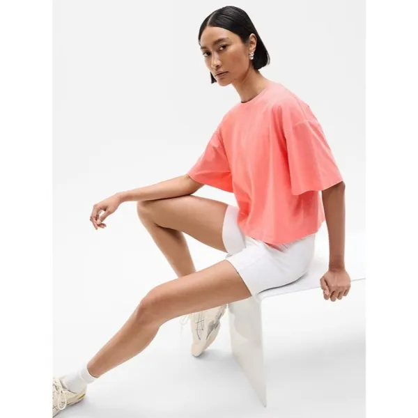 Athleta S True Cotton Crop Tee Mimosa Pink Small - Image 3