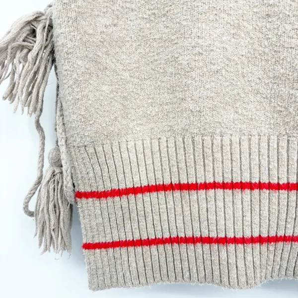 Free People Womens All Star Stripe Tassel Boho Festival Poncho Sweater Vest OS - Image 6