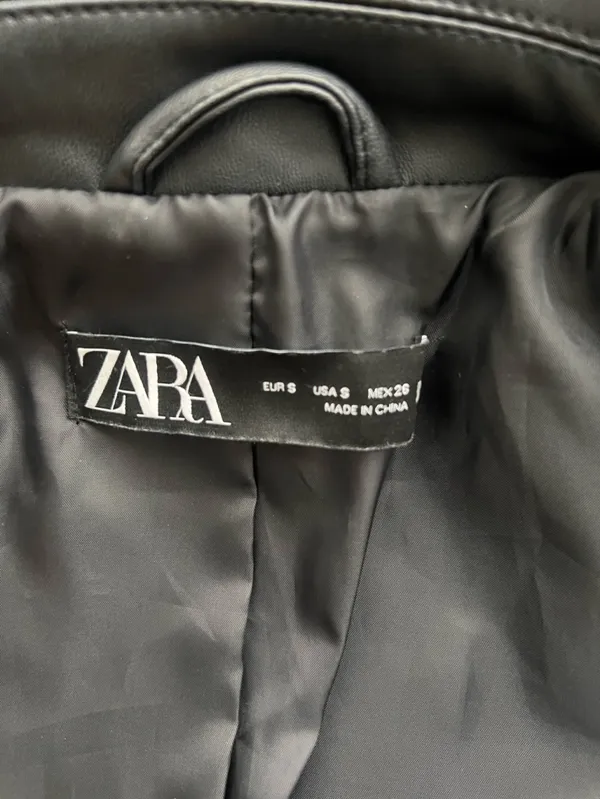Zara Black Faux Leather Biker Jacket - Image 4