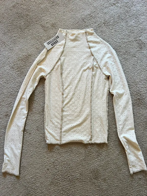 Urban Outfitters Cream Mock Neck Top - Image 2