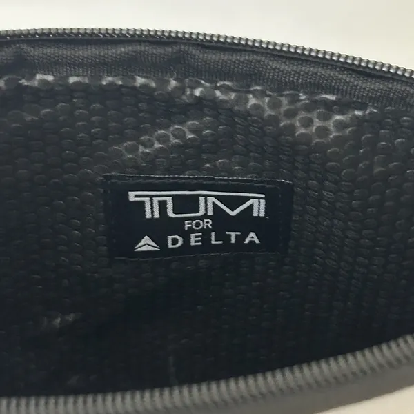 TUMI Delta Grey Pouch 8" Zippered‎ Soft Travel Case Toiletry w/Contents UNUSED - Image 2