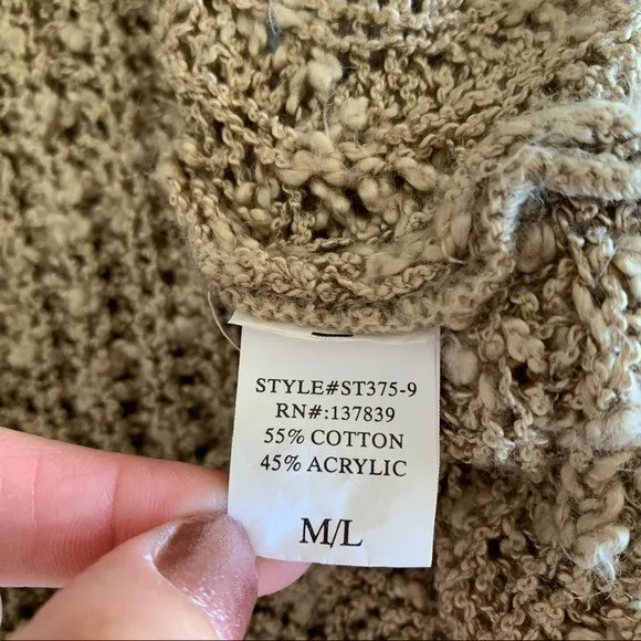 Altard State‎ M L Beige Open Back Twist Knit Sweater Boho Chic Cozy Pullover - Image 6