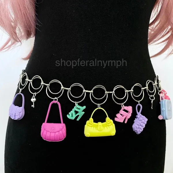 Harajuku Y2K Dopamine Dollcore Handmade Chain Belt, Fits 21-40 Inches, X7GA1408 - Image 2