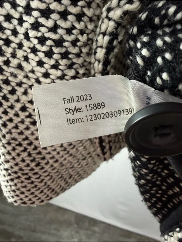 Marine Layer Birdseye‎ Knit Button Front Blazer Black White Size Small - Image 6