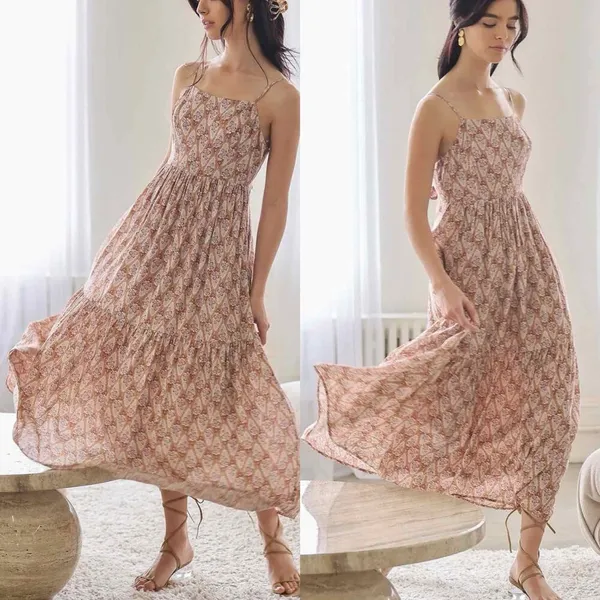 By The River Boho Cottagecore Sleeveless Midi Dress Size Large - Image 12