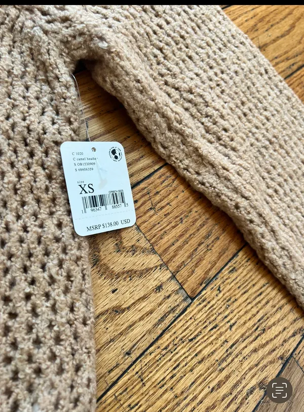 Free People Care Snowdrift Pullover in Camel Heather BNWTS SIZE XS $138.00 - Image 5
