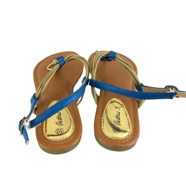 Victoria K Womens Sandals Thong Ankle Strap Faux Leather Blue Size 10 - Image 3