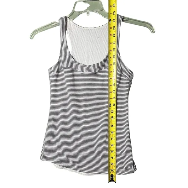 Lululemon Racerback Tank Top Womens Small Gray White Striped Athletic Yoga Gym - Image 6