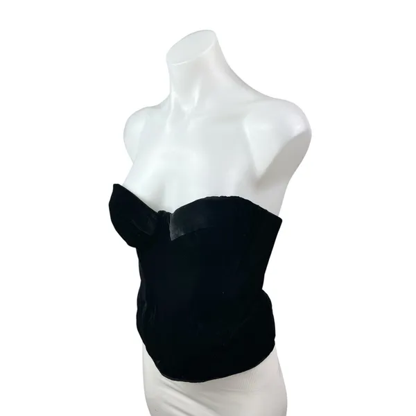 House of CB Black Velvet Velour Sweetheart Strapless Bustier Corset Top Size M - Image 2