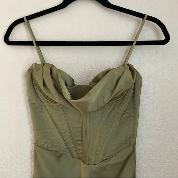 House of CB XS‎ D-DD Myrna Olive green Corset Slip Dress NWOT size XS - Image 7