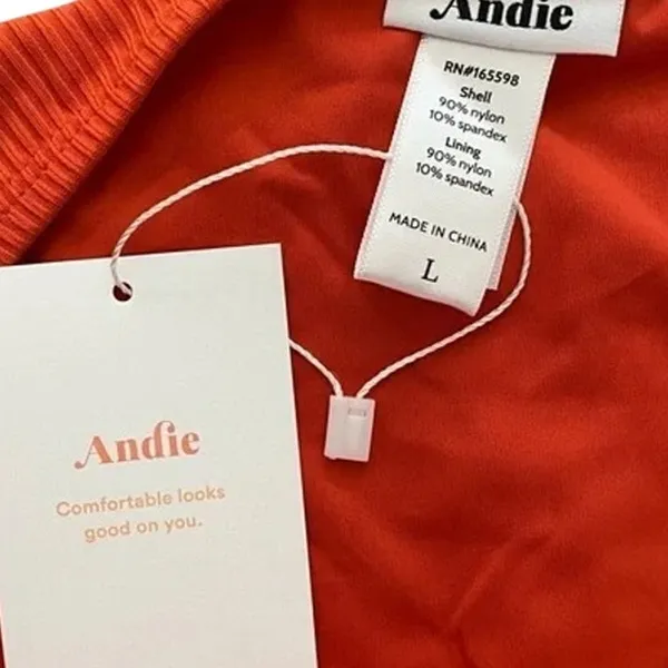 NWT Andie Swim The Bikini Rib Bottom Medium Coverage Low Rise Large Sire Orange - Image 11