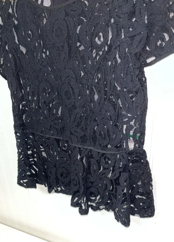 International Concepts Black Lace Peplum Blouse.Buttons - Image 5