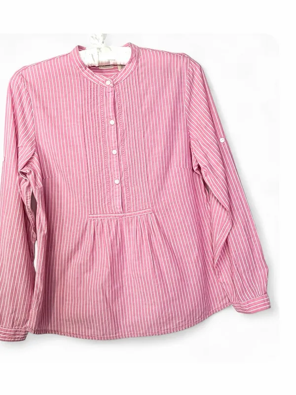 L.L. Bean Women’s Pin Tuck Pleated Long Sleeve Poplin Top Blouse Size S Regular - Image 2