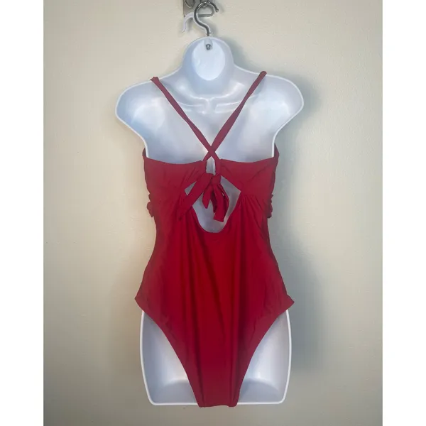 Cupshe Red Twist Front Keyhole Ruched One Piece Swimsuit 1X DGA12E5A017EE‎ - Image 2