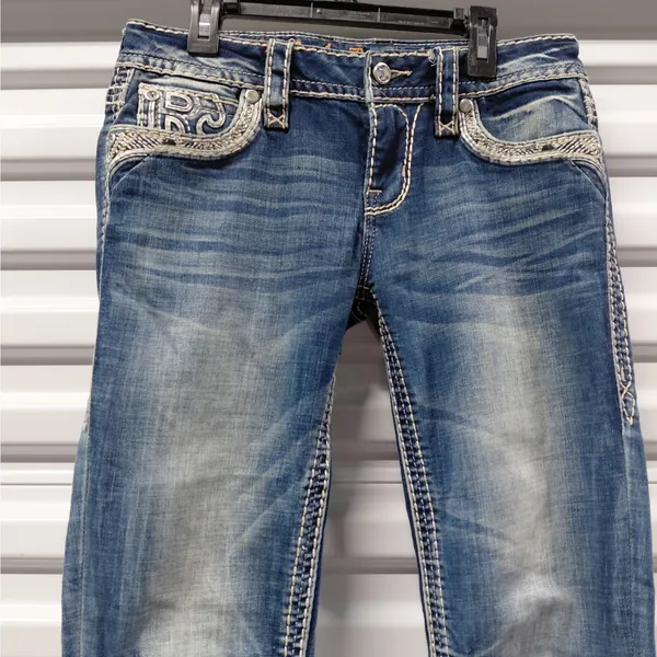 Rock Revival Ferry Skinny Jeans Size 27 Blue Low Rise Y2K Festival Retro Denim - Image 6