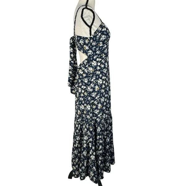 Altar’d State Large Midi Dress Floral V-Neck Tie Back Tiered Adjustable Straps - Image 4