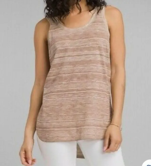 PRANA beige and brown “Kiely Sleeveless Tunic Tank Top” in size Small. EUC - Image 2
