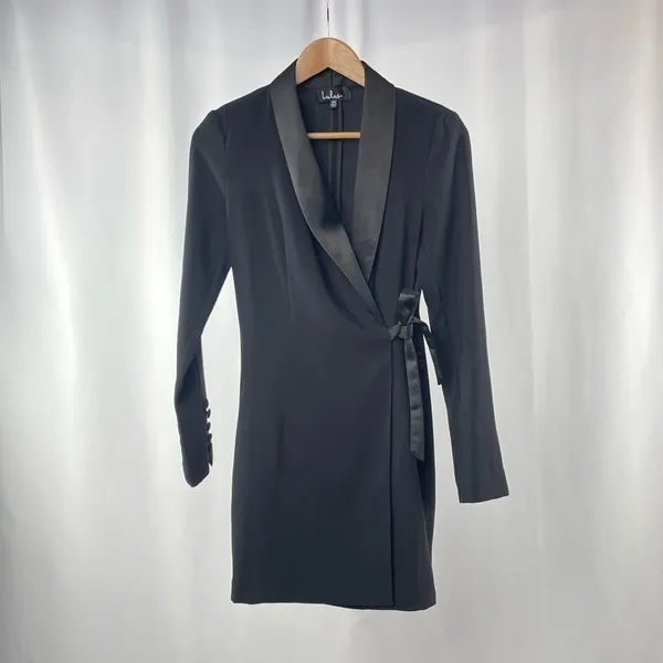 Lulus Style Savvy Wrap Blazer Dress in Black Size Extra Small‎ - Image 4