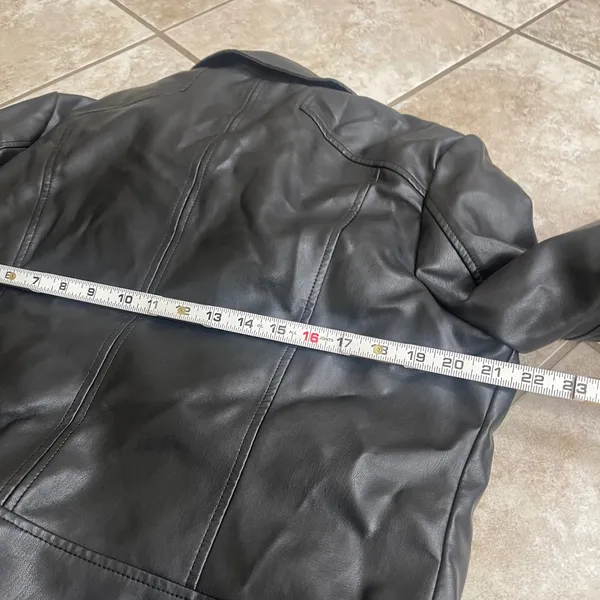 Sam Edelman Black Faux Leather Moto Biker Jacket Womens XL zip 5/2021 EUC - Image 3