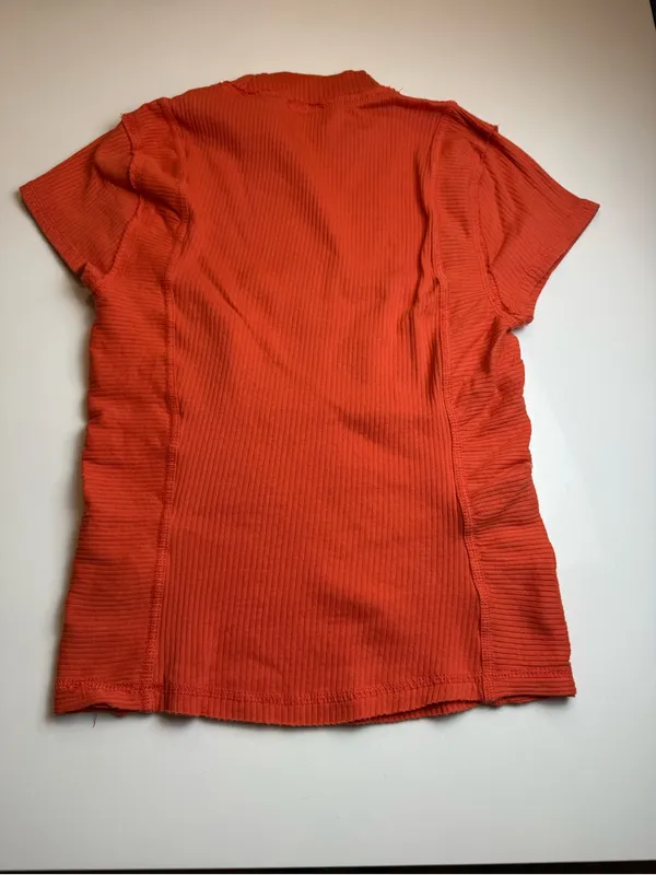 Free People Movement Ribbed Athletic Top Orange Stretch Short Sleeve Size‎ M - Image 2