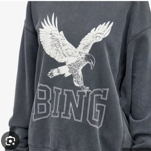 Anine Bing Retro Alto Eagle Graphic Organic Cotton Sweatshirt Washed Gray Black - Image 11