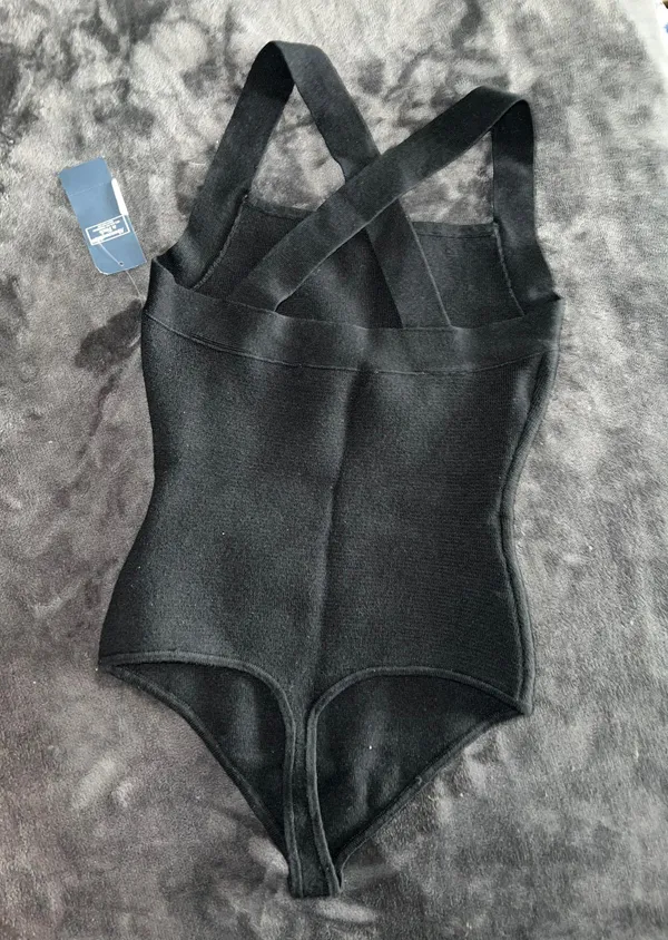 Abercrombie Crossback Knit Bodysuit in Black - Image 6