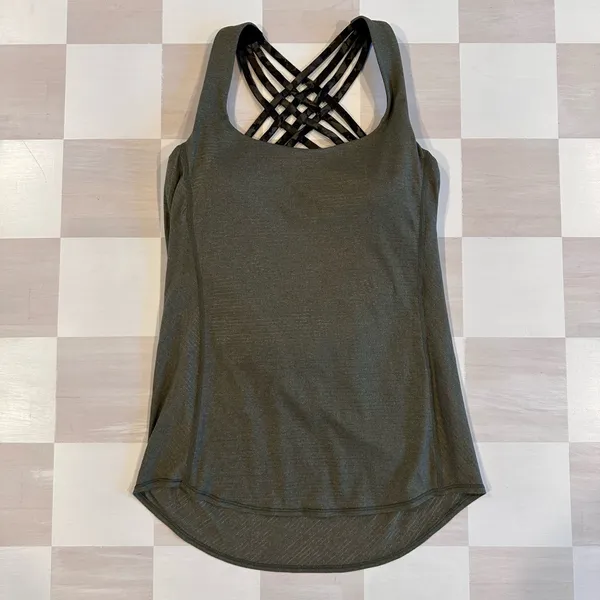 lululemon free to be wild built in bra tank top heathered camo green 4 - Image 3