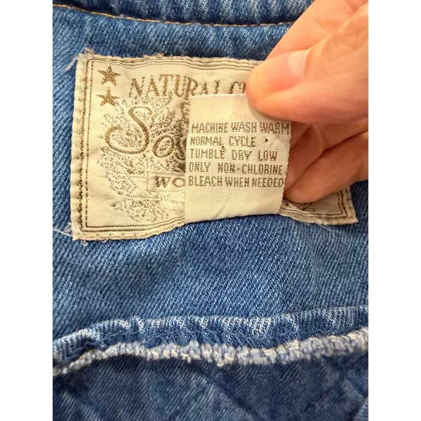 Sostanza Womens Vest Large Blue Denim Workwear Quilted Back Multi-Pocket Utility - Image 5