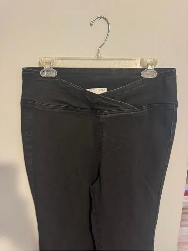 We The Free Black Flare Jeans with Crossover Waist - Image 3
