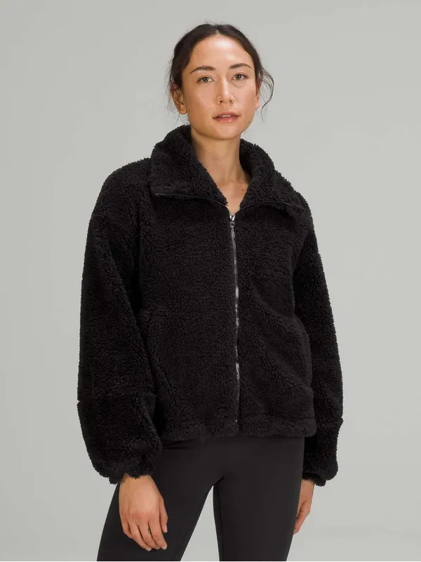 Lululemon Cinchable Fleece Cozy Zip-Up Black womens size 12 - Image 2