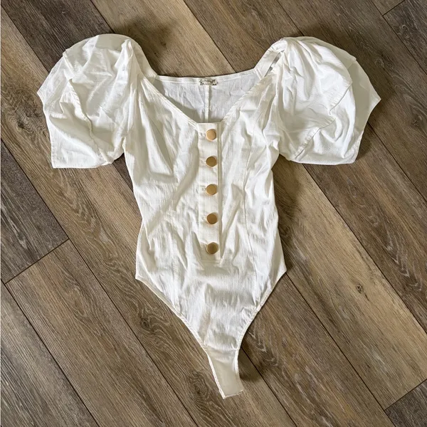 Free People Puff Sleeve Not Basic Bodysuit Size Small - Image 6
