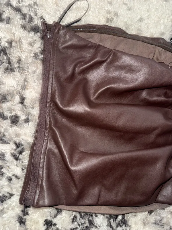 Brown Leather Strapless Top White Fox Boutique  - Image 2