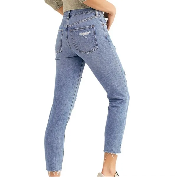 Free People We The Free Blossom Distressed Rigid Skinny Jeans in Blue Size‎ 28 - Image 2