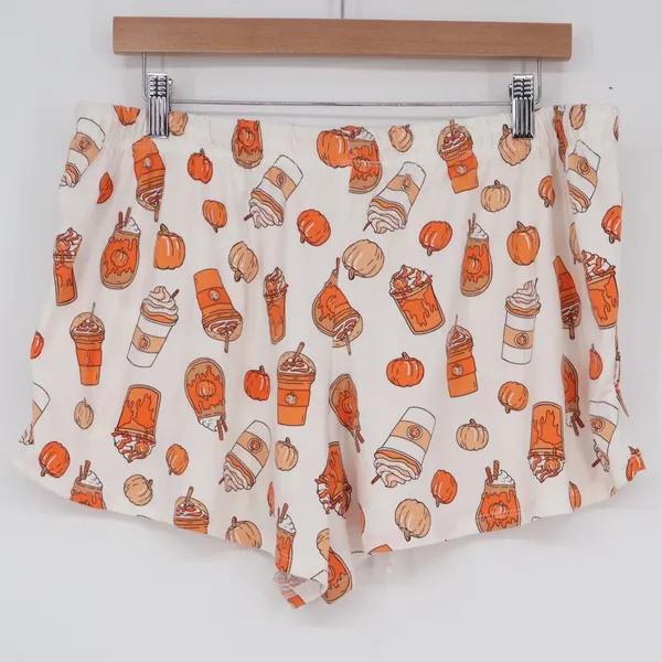 Way to Celebrate Fall Pumpkin Spice Latte Pajama Set Orange White Large 12-14 - Image 8