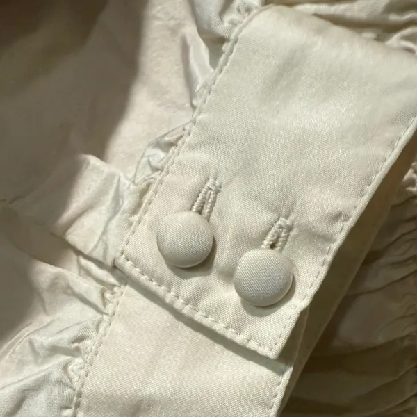 Aritzia Sunday‎ Best Cream Petal Top Ruched Cropped Taffeta Blouse Size 4 - Image 4