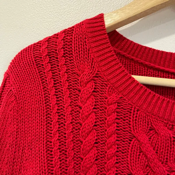 Old Navy Red Cable Knit‎ Sweater Plus Size 1X Long Sleeve Pullover NWT - Image 9