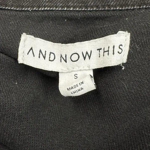 AndNowThis Black Denim Trucker Jacket Cropped Women’s Small - Image 3