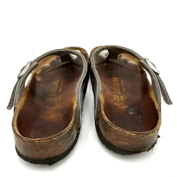 Birkenstock Women's Silver Gizeh Thong Leather Sandals Size 38 / 245 / 7 - Image 7