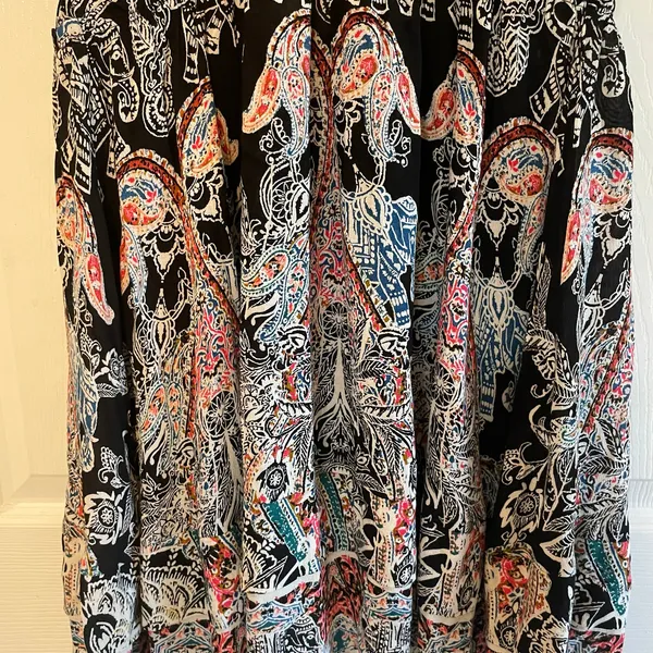 Intimately Free People sz Medium Black Paisley Strappy V-Neck Slip Mini Dress - Image 5
