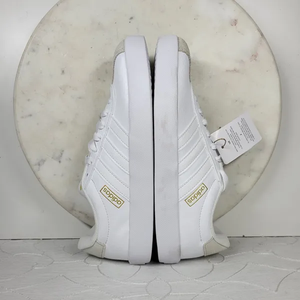 Adidas VL Court 3.0 Skate Sneakers Size 7 White Gold Leather Casual Everyday NEW - Image 12