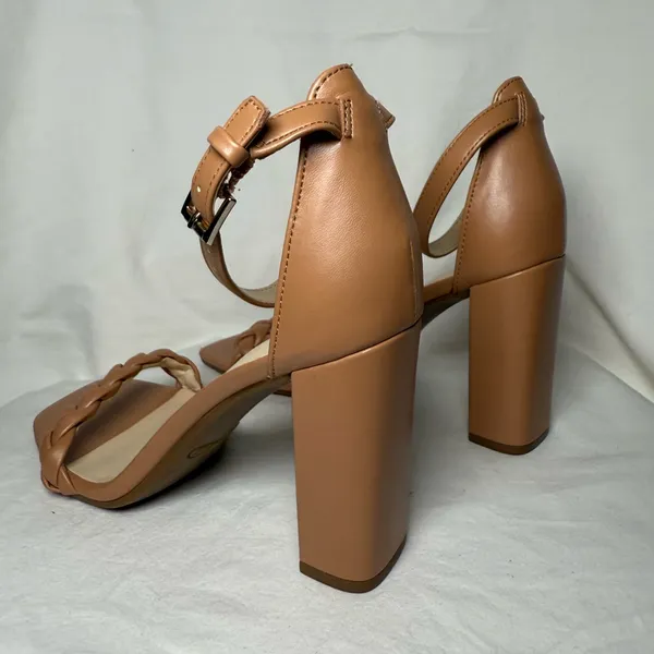 Nine West Allha 3 Braided Strap Chunky Heels in Macaroon Tan 6.5 - Image 9