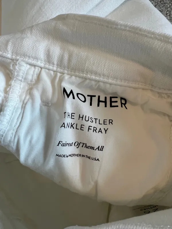 Mother The Hustler Ankle Fray White Jeans Size 26 - Image 11