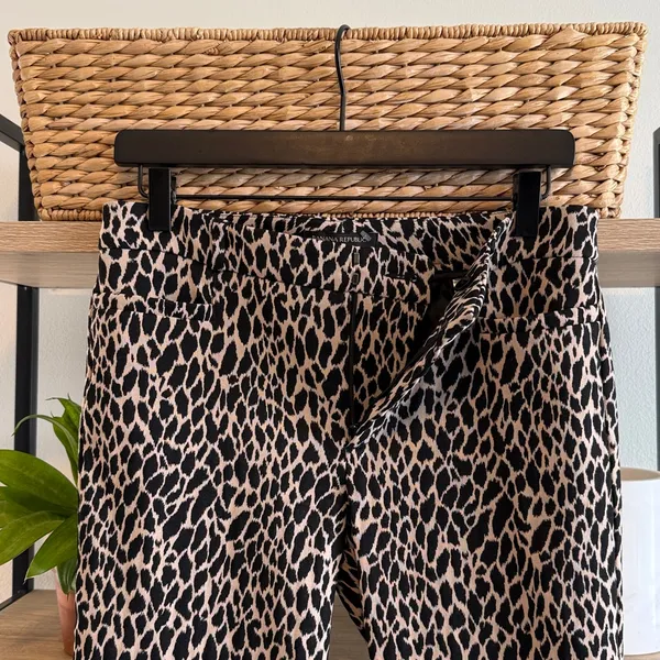 Banana Republic Mid-Rise Sloan Leopard Jacquard Ankle Woven Career Dress Pant 6 - Image 5