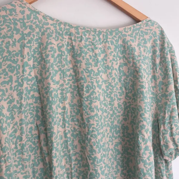 Ava + Viv| Tan Green Blouse Buttons on Back - Image 2