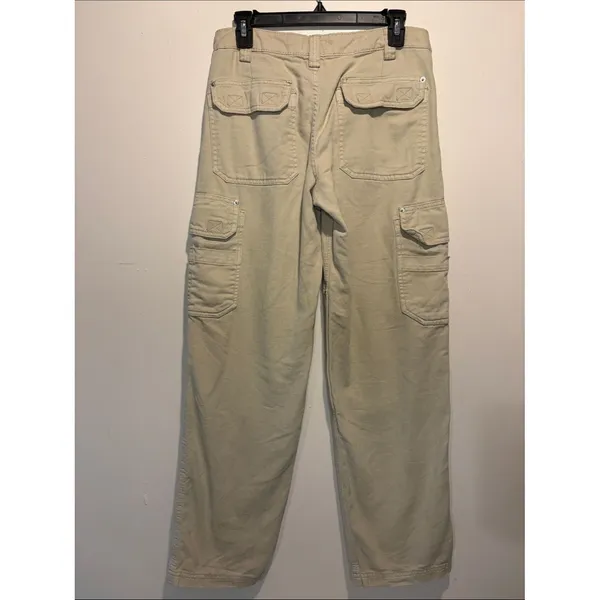 Garage Straight Leg Khaki Cargo Pants Large Side + Back Pockets Baggy Size 01 - Image 2