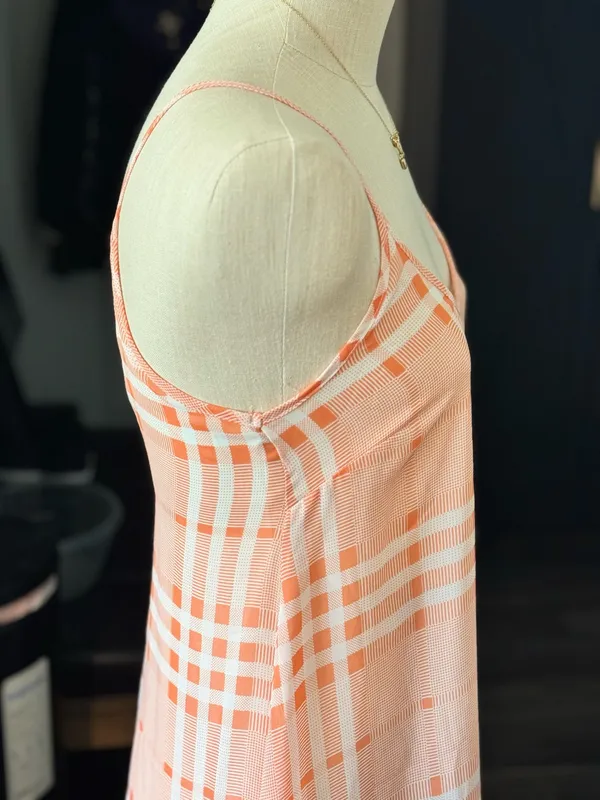 LUSH Vintage Vibe Peach Plaid Cami Slip Dress Size Small - Image 8