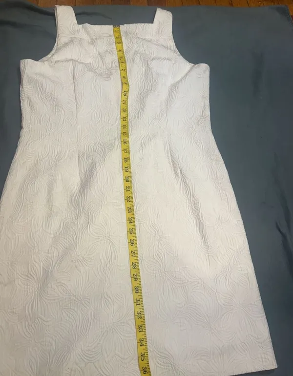 Evan-Picone White Textured Sleeveless Square Neck Dress Size 16 - Image 9