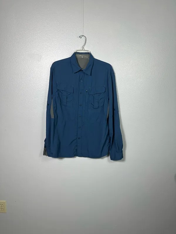 Ascend Fishing Shirt Size M Men's Long Sleeve Bass Pro Blue Outdoor Lightweight In good preowned condition fishing shirt lightweight long sleeve button down fabric - Image 11